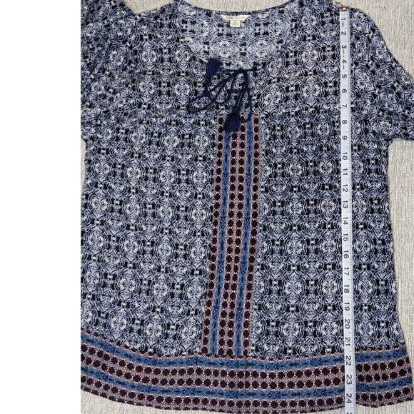 Cato Tunic Womens Medium Blue Geometric‎ Print 3/4 Sleeve - Picture 8 of 12